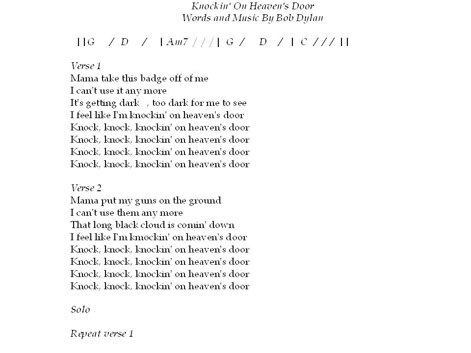 Knock Knock Knockin On Heaven S Door Ppt Video Online