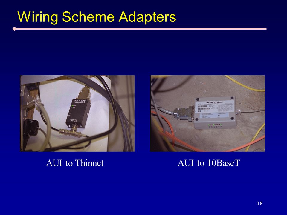 18 Wiring Scheme Adapters AUI to ThinnetAUI to 10BaseT