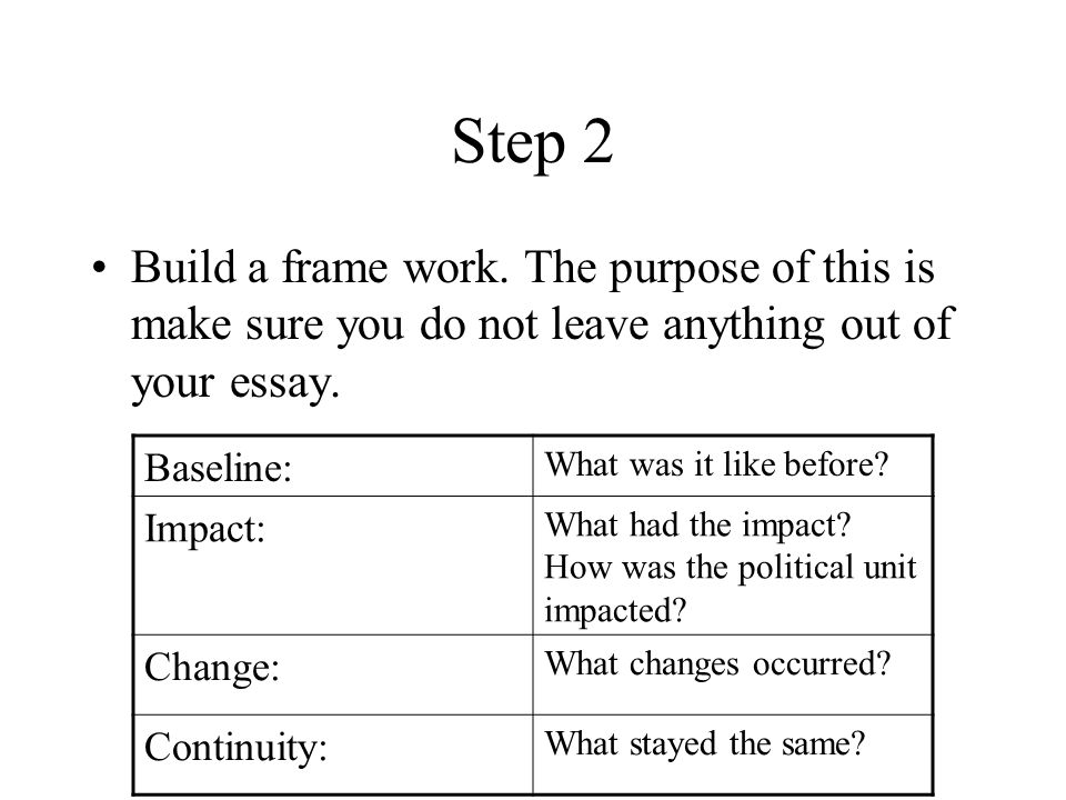 Step 2 Build a frame work.