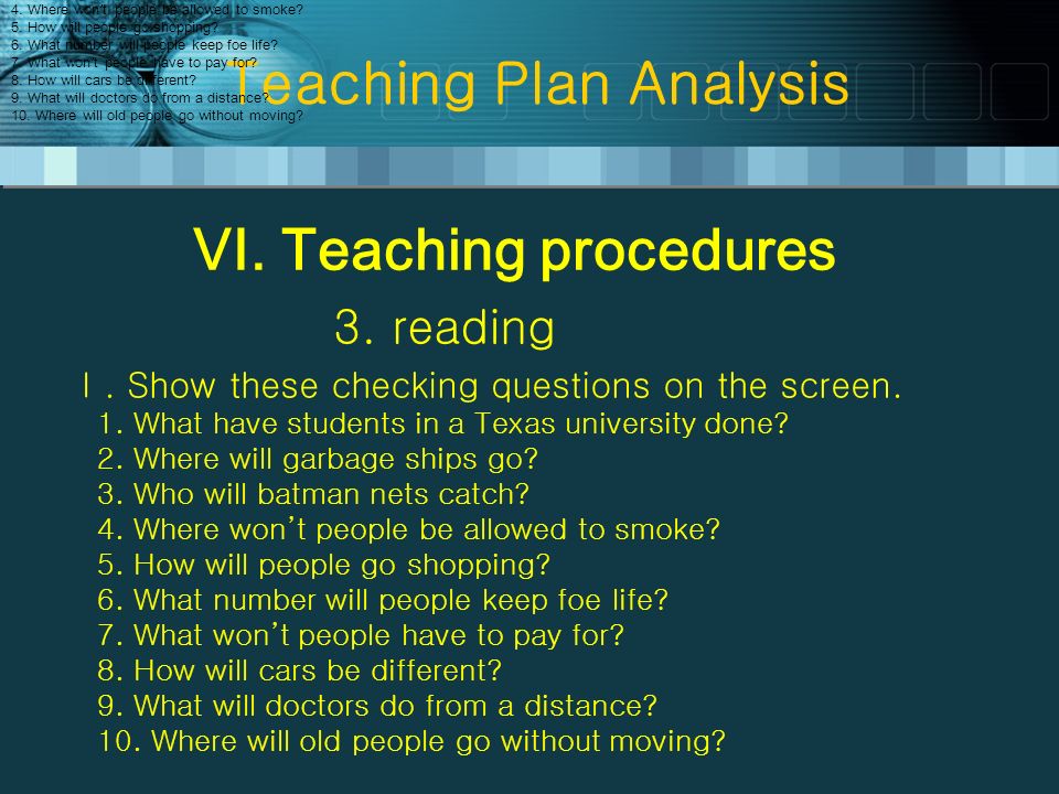 Teaching Plan Analysis VI. Teaching procedures 3.