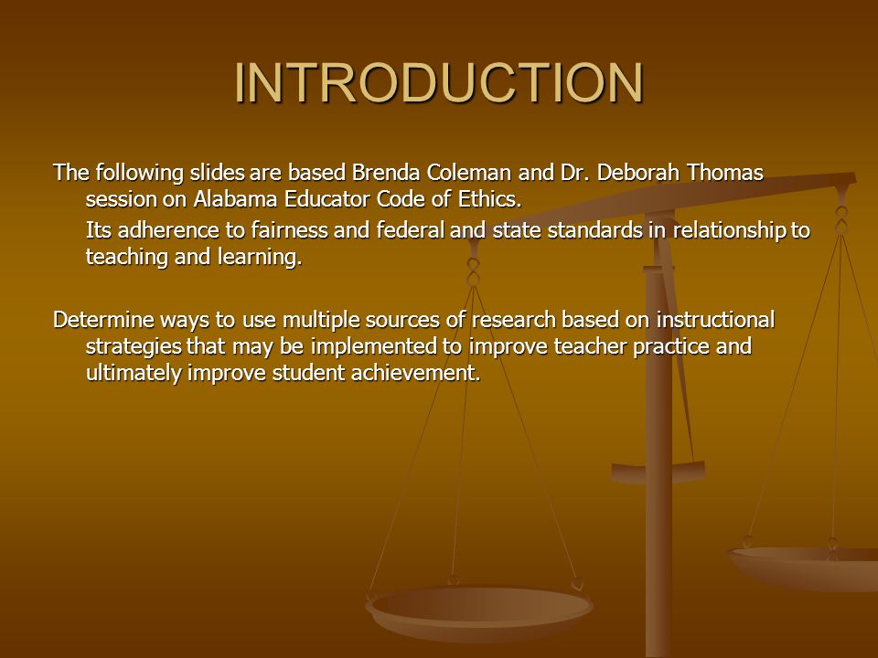 INTRODUCTION The following slides are based Brenda Coleman and Dr.
