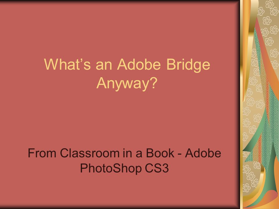 Whats an Adobe Bridge Anyway From Classroom in a Book - Adobe PhotoShop CS3