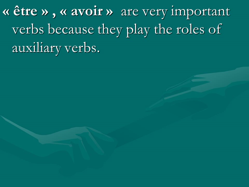 « être », « avoir » are very important verbs because they play the roles of auxiliary verbs.