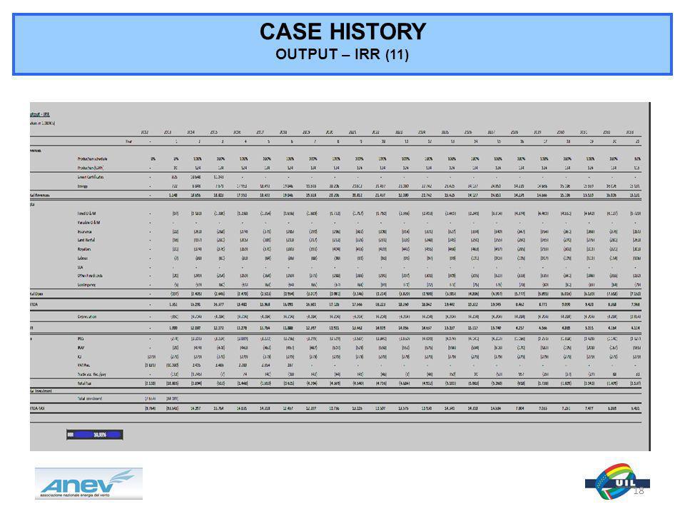 CASE HISTORY OUTPUT – IRR (11) 18