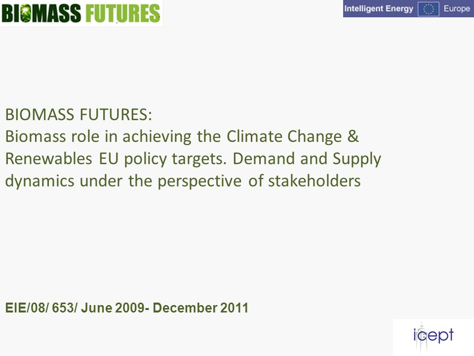 BIOMASS FUTURES: Biomass role in achieving the Climate Change & Renewables EU policy targets.