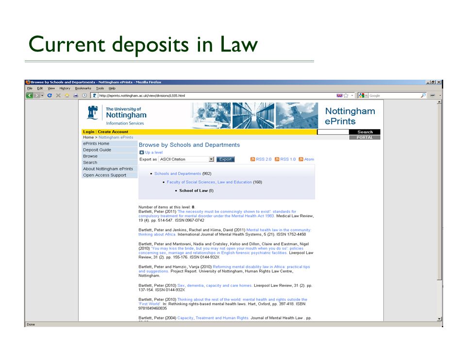 Current deposits in Law