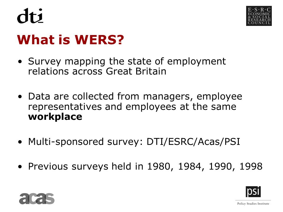 Inside the Workplace: Findings from the 2004 Workplace Employment Relations Survey
