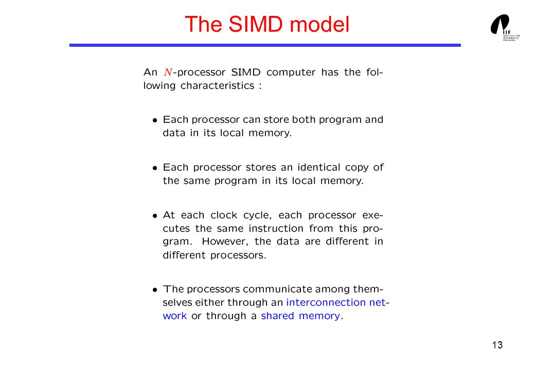 13 The SIMD model