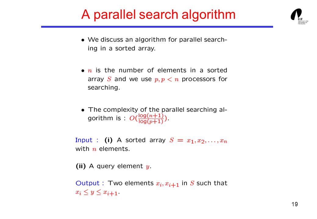 19 A parallel search algorithm