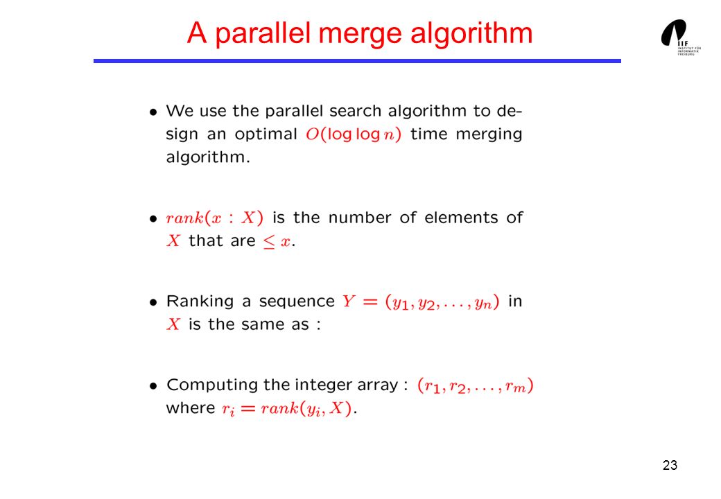 23 A parallel merge algorithm