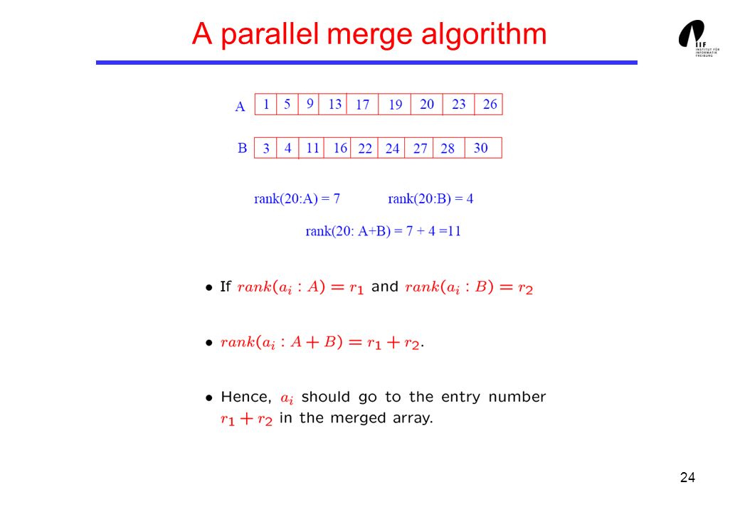 24 A parallel merge algorithm