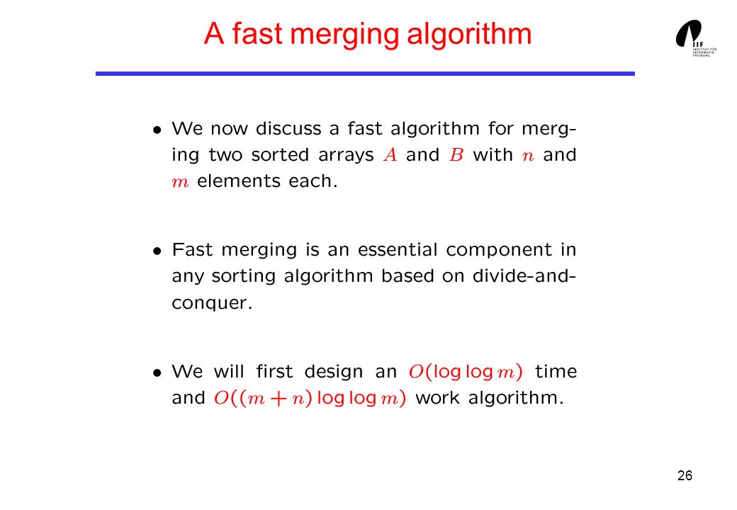 26 A fast merging algorithm