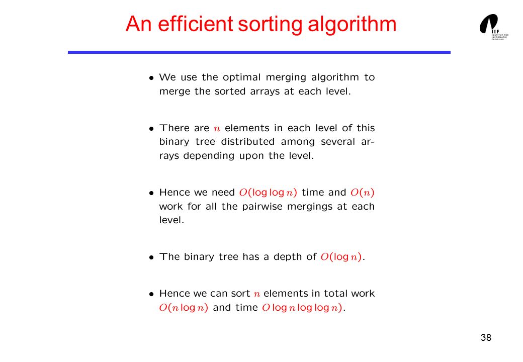 38 An efficient sorting algorithm