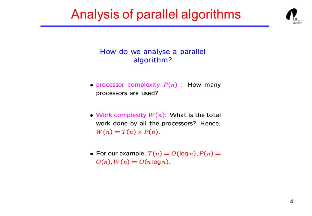 4 Analysis of parallel algorithms