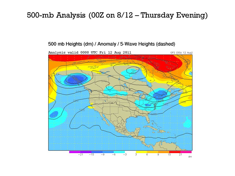 500-mb Analysis (00Z on 8/12 – Thursday Evening)