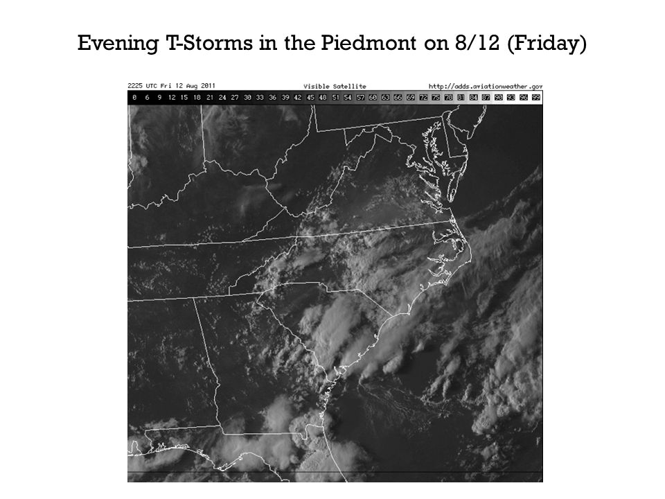 Evening T-Storms in the Piedmont on 8/12 (Friday)