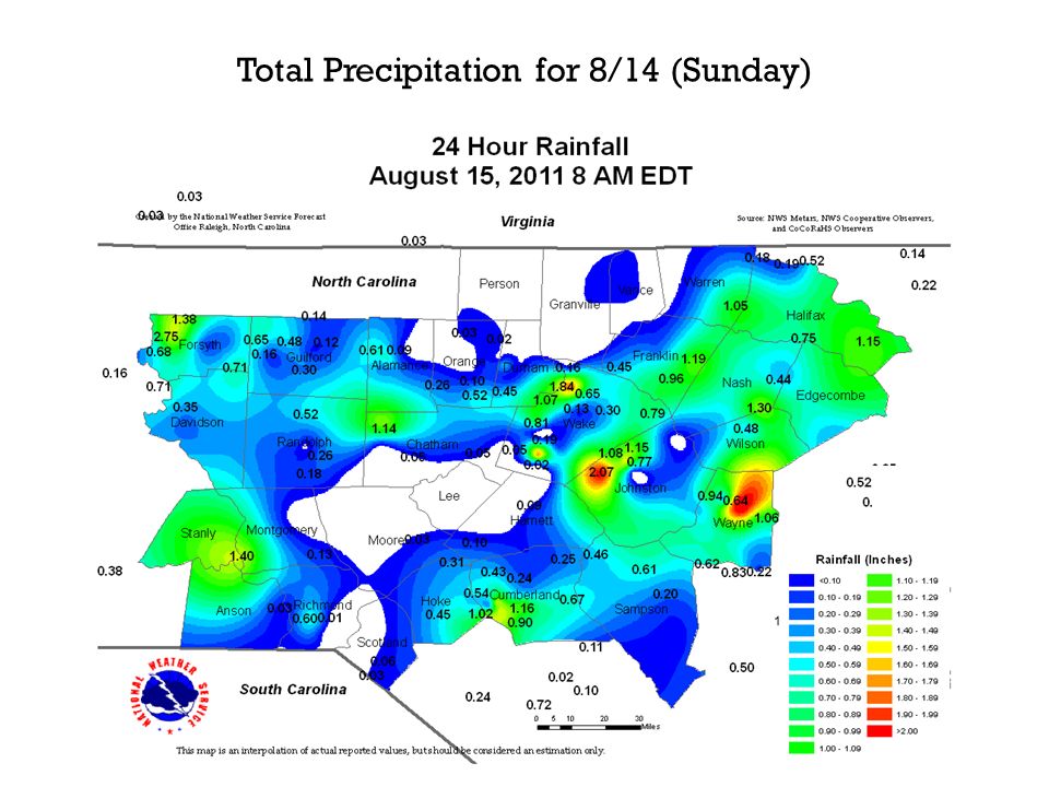 Total Precipitation for 8/14 (Sunday)