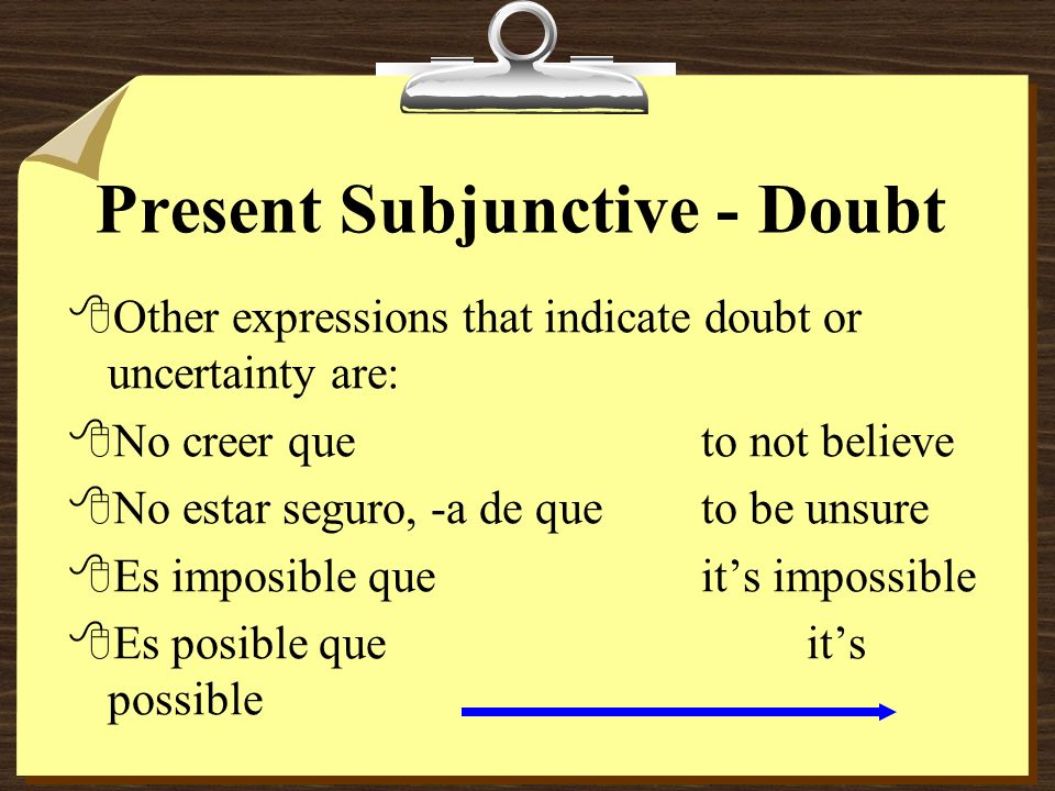 Present Subjunctive - Doubt 8No es cierto que protejan las selvas tropicales.