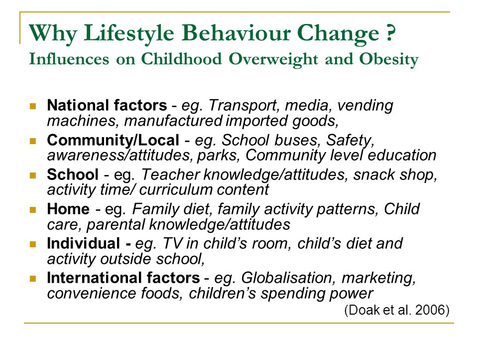 Why Lifestyle Behaviour Change .