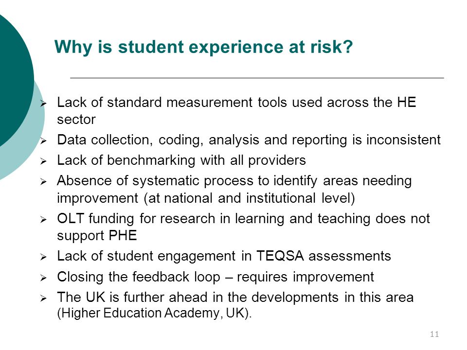 Why is student experience at risk.