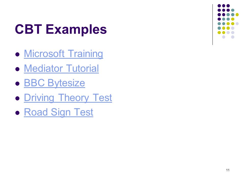 11 CBT Examples Microsoft Training Mediator Tutorial BBC Bytesize Driving Theory Test Road Sign Test
