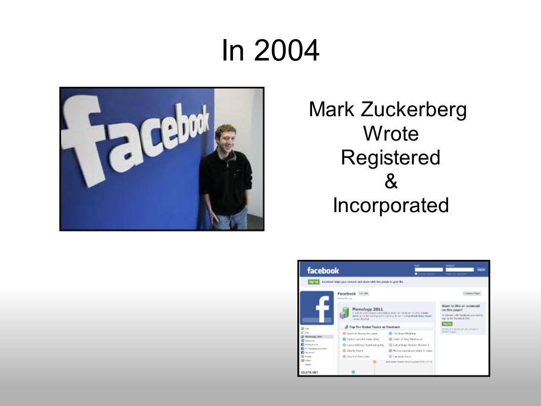 In 2004 Mark Zuckerberg Wrote Registered & Incorporated