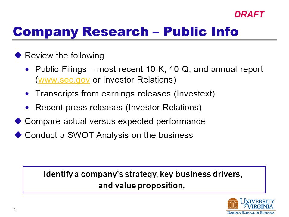 DRAFT 4 Identify a company’s strategy, key business drivers, and value proposition.