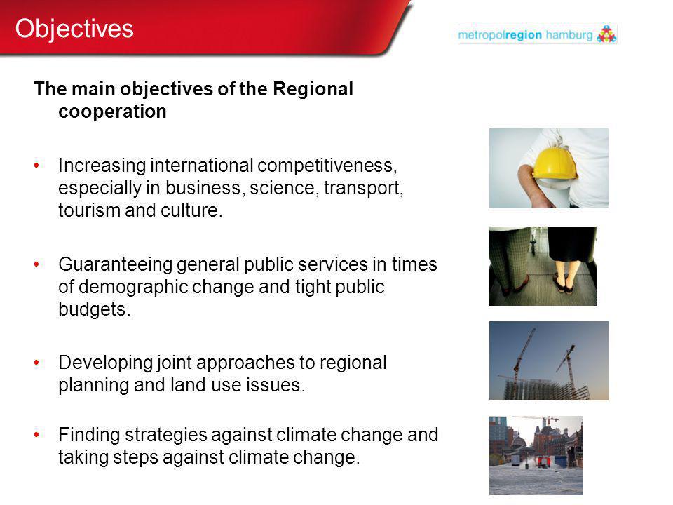 The main objectives of the Regional cooperation Increasing international competitiveness, especially in business, science, transport, tourism and culture.