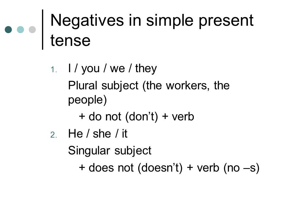 Negatives in simple present tense 1.