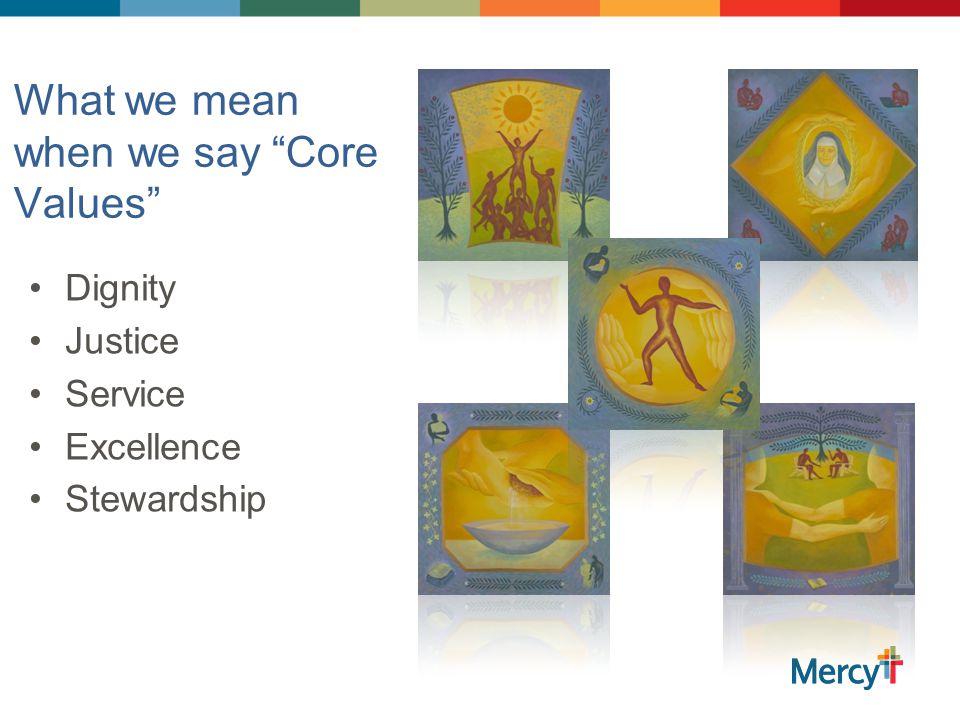 What we mean when we say Core Values Dignity Justice Service Excellence Stewardship