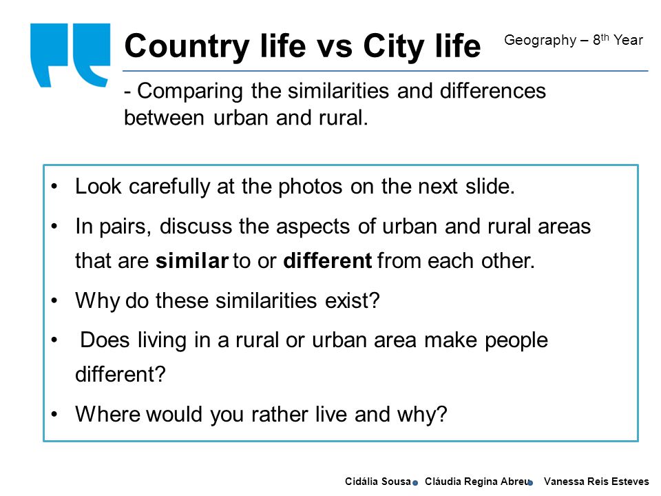 city life and rural life