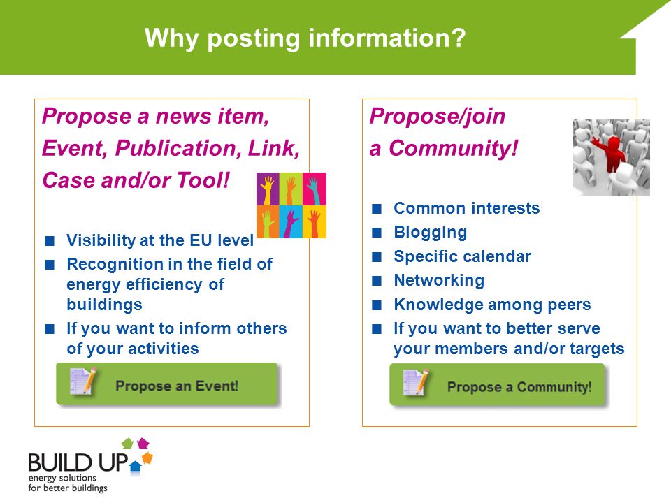Why posting information. Propose a news item, Event, Publication, Link, Case and/or Tool.