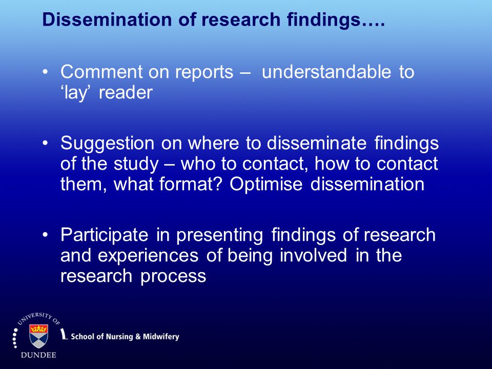 Dissemination of research findings….