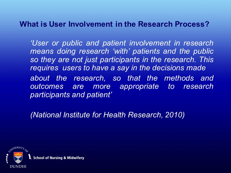 What is User Involvement in the Research Process.