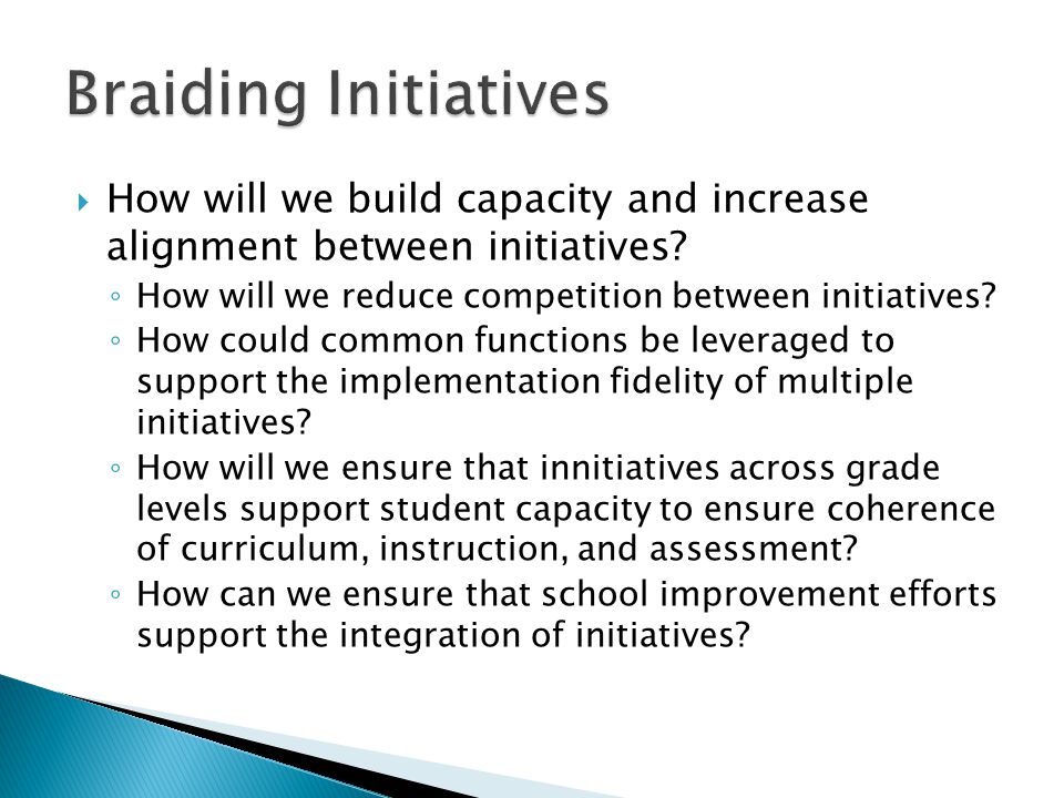  How will we build capacity and increase alignment between initiatives.