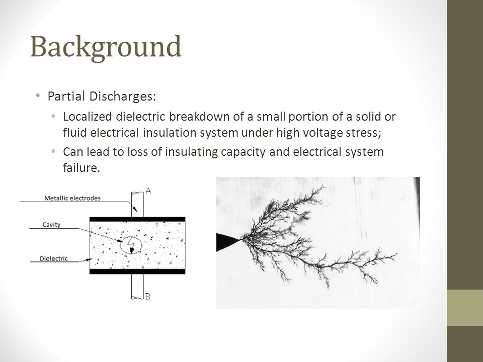 Background Partial Discharges: Localized dielectric breakdown of a small portion of a solid or fluid electrical insulation system under high voltage stress; Can lead to loss of insulating capacity and electrical system failure.
