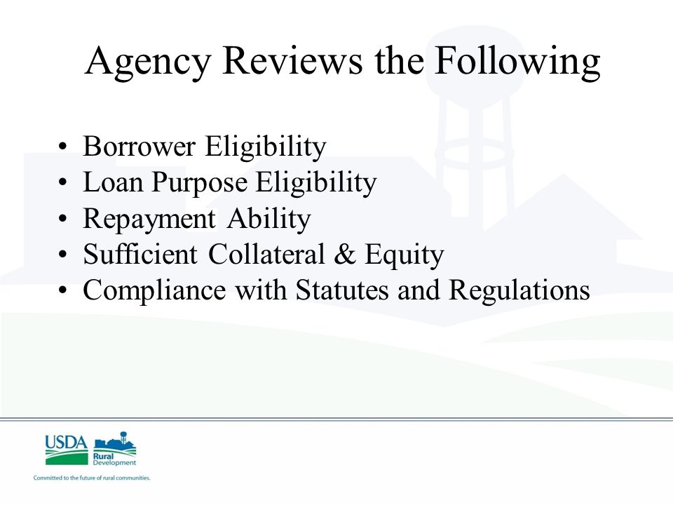 Loan Application Energy Coordinators and/or Loan Specialists are available by phone and in person to work with you in preparing loan applications Decision-making is local for loans within delegated authority ($5MM - $10MM in most states) Energy guaranteed loan funding availability announced in a Notice in the Federal Register each fiscal year