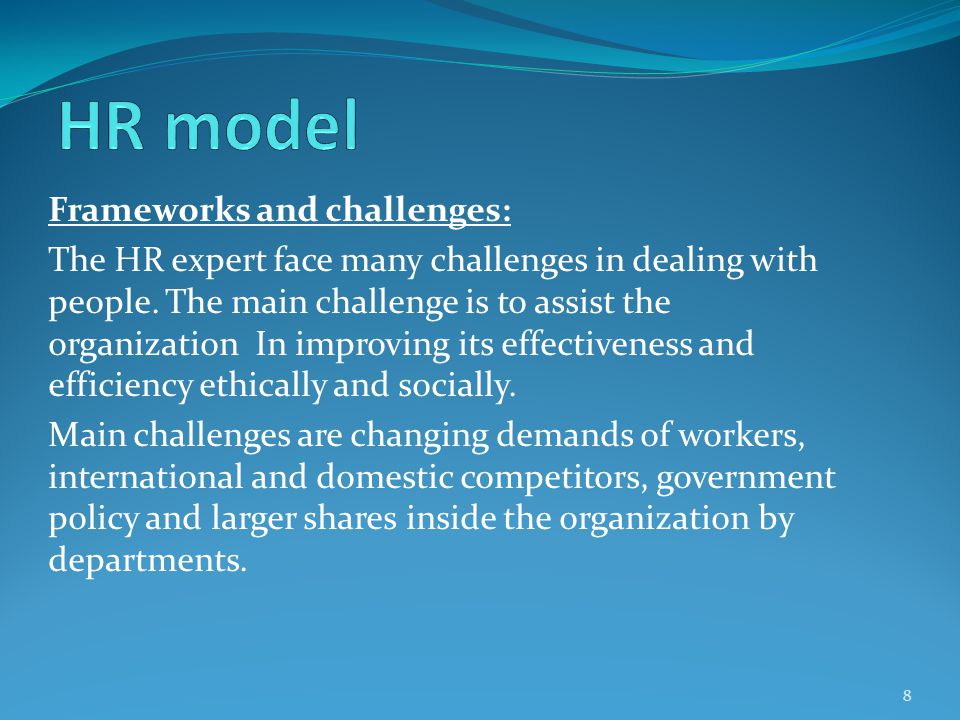 Frameworks and challenges: The HR expert face many challenges in dealing with people.