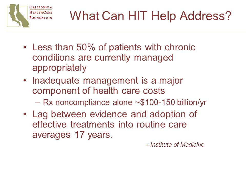 What Can HIT Help Address.