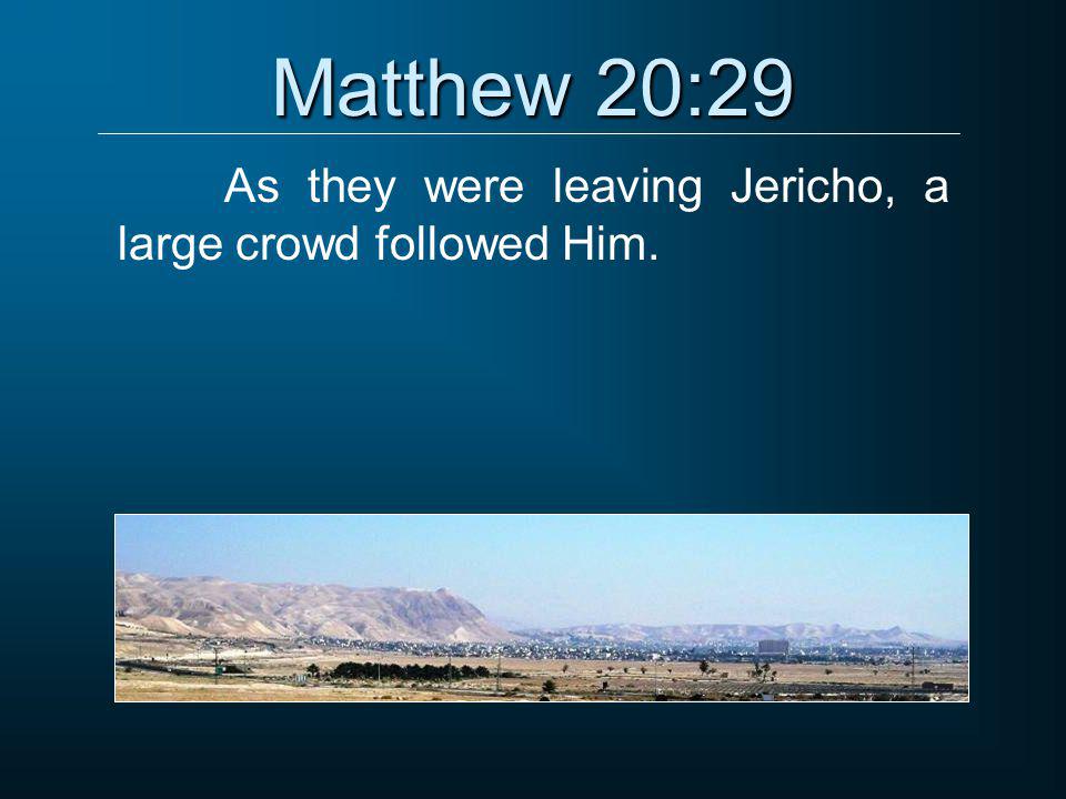 Matthew 20:29 As they were leaving Jericho, a large crowd followed Him.