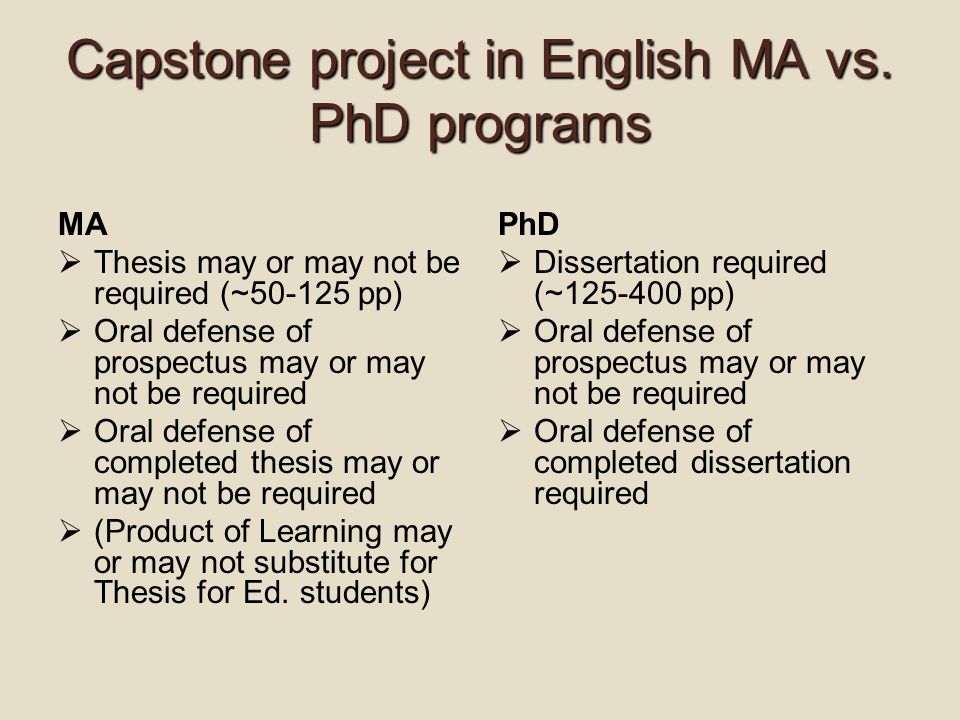 Capstone project in English MA vs.