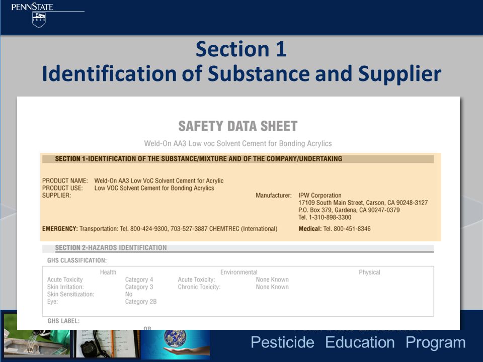 Pesticide Education Program Section 1 Identification of Substance and Supplier