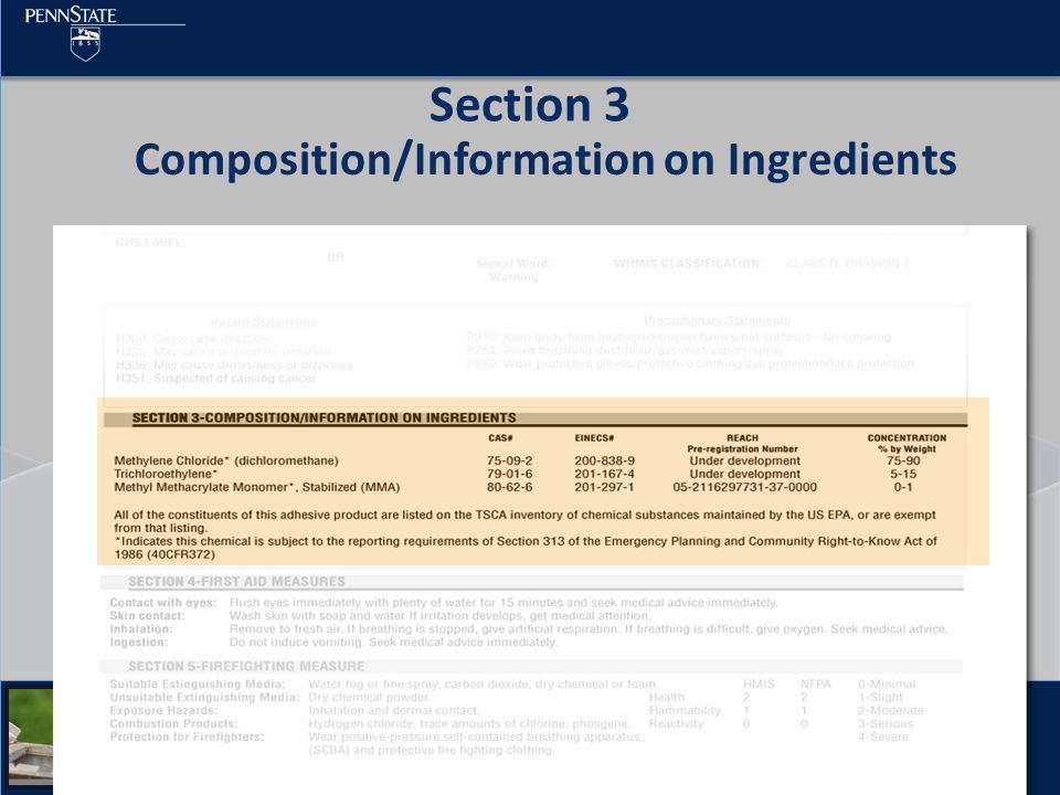 Pesticide Education Program Section 3 Composition/Information on Ingredients