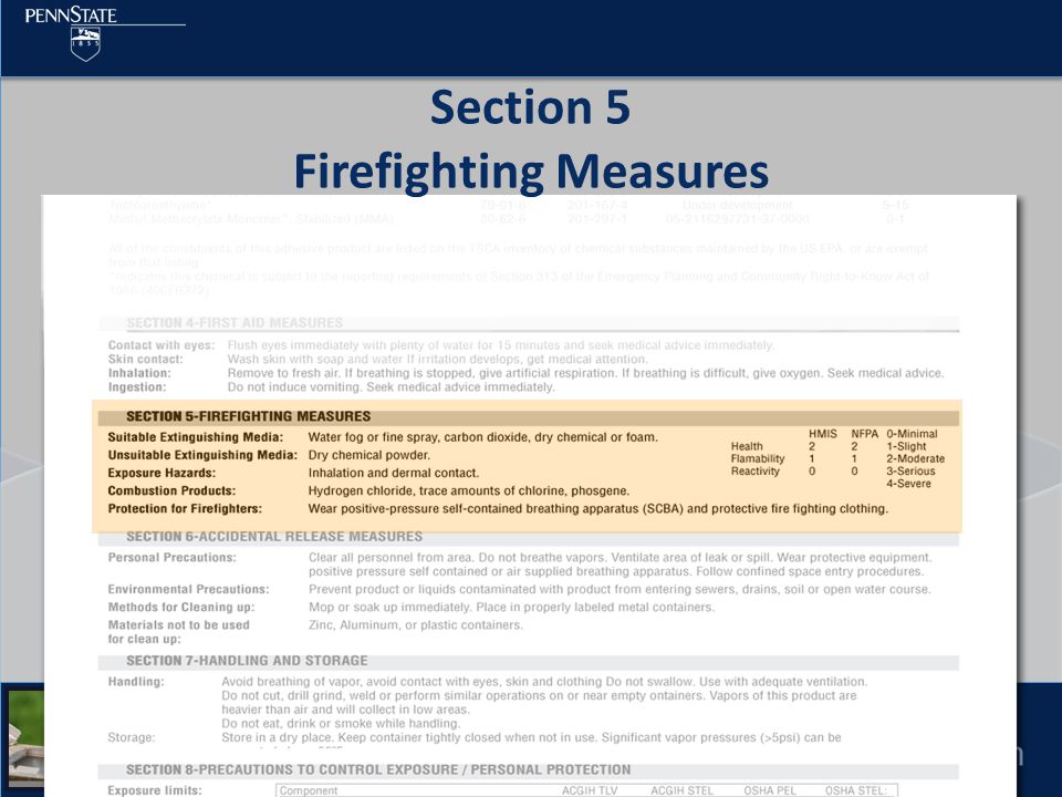 Pesticide Education Program Section 5 Firefighting Measures