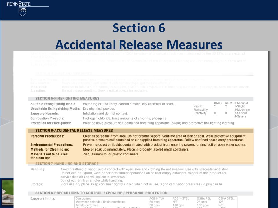 Pesticide Education Program Section 6 Accidental Release Measures