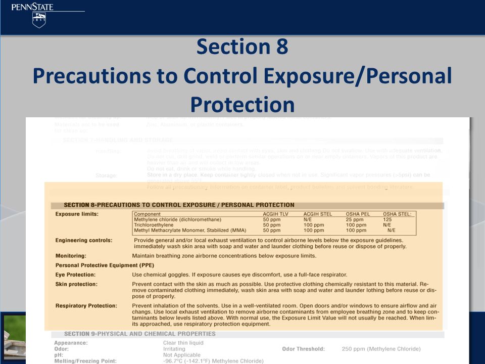Pesticide Education Program Section 8 Precautions to Control Exposure/Personal Protection
