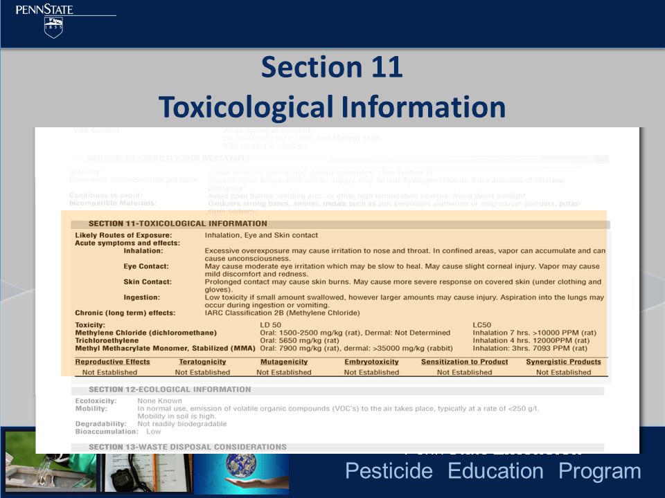 Pesticide Education Program Section 11 Toxicological Information