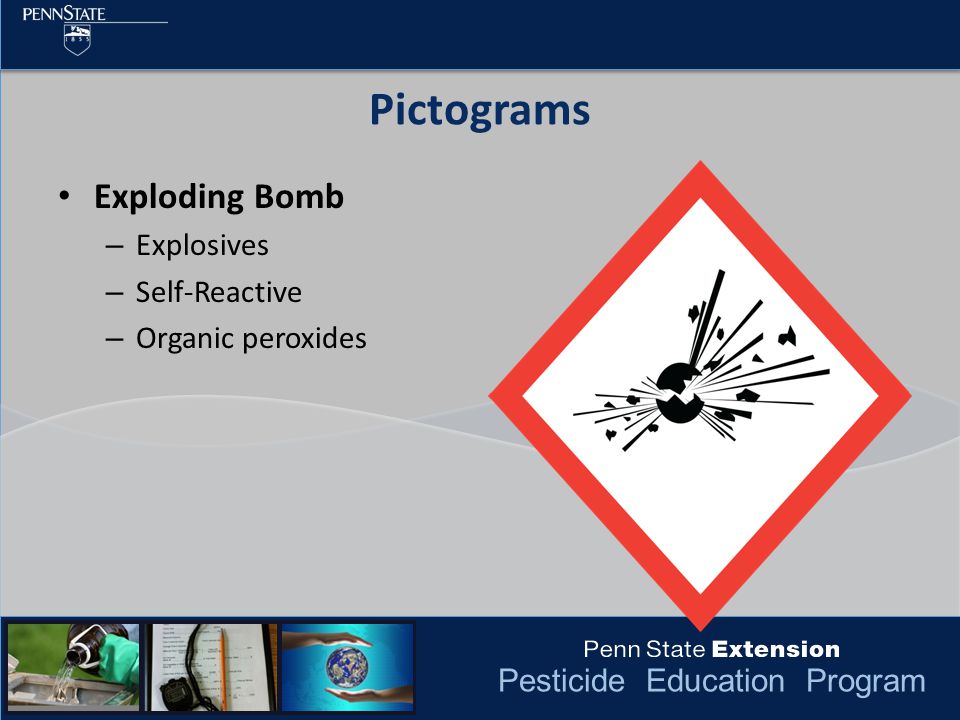 Pesticide Education Program Pictograms Exploding Bomb – Explosives – Self-Reactive – Organic peroxides