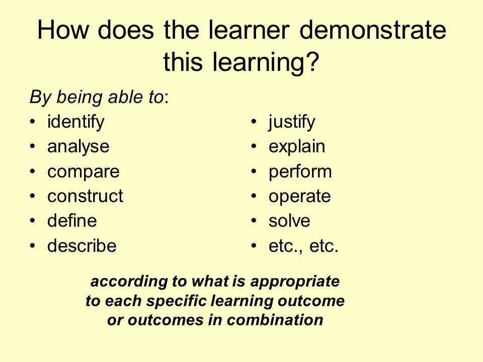 How does the learner demonstrate this learning.