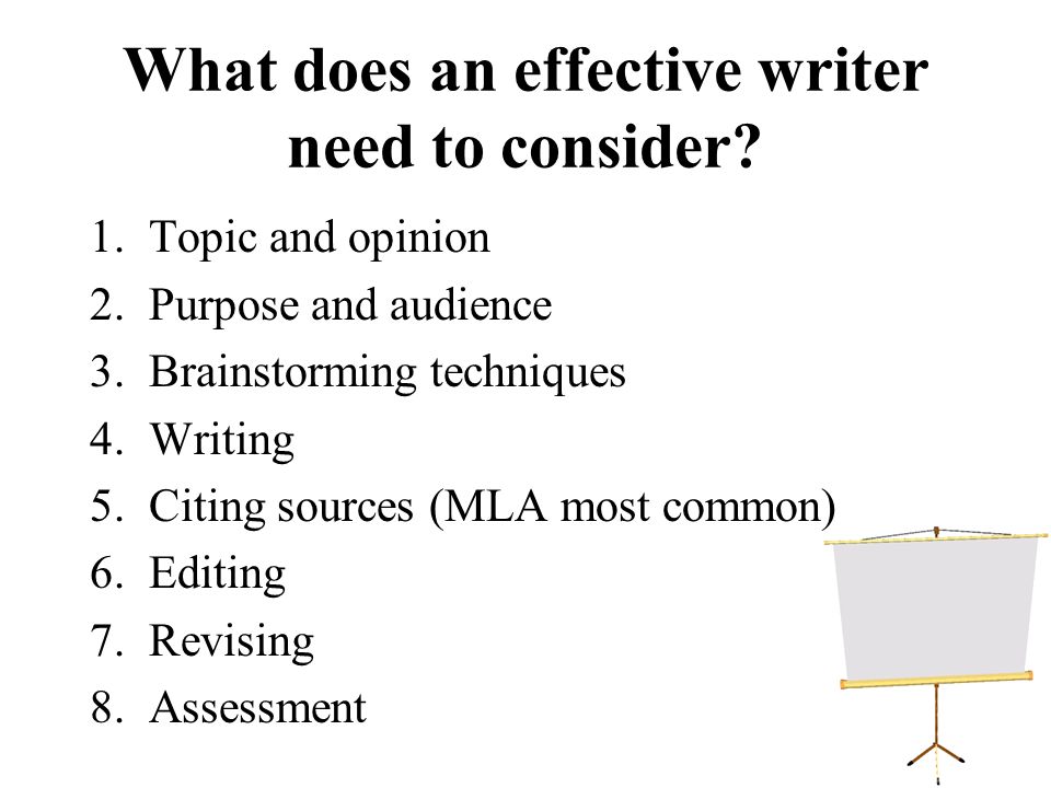 What does an effective writer need to consider.